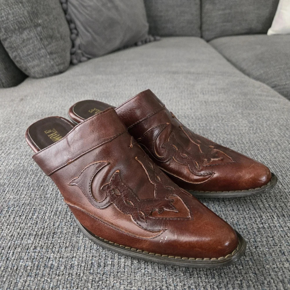 Roadwolf Brown Leather Mules size 7.5 - Picture 2 of 16